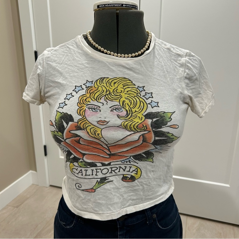 Ed Hardy White Graphic Tee California size XS